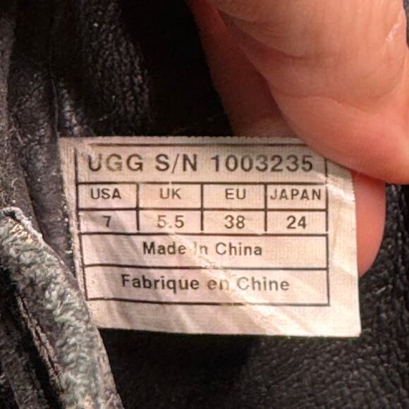 UGG Ankle Boots Black Suede Moto Fabrizia Gold Studs 1003235 Women's Size 7 - Picture 9 of 12